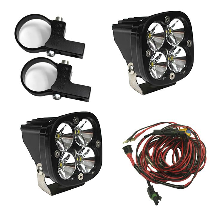 Baja Designs PowerSports Squadron Pro Horizontal Mount Light Kit (Driving/Combo - Clear - 2 Inch Mount)