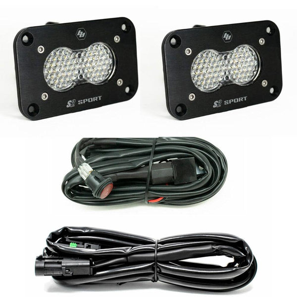 Baja Designs S2 Sport Pair LED Work/Scene Flush Mount Backup Kit