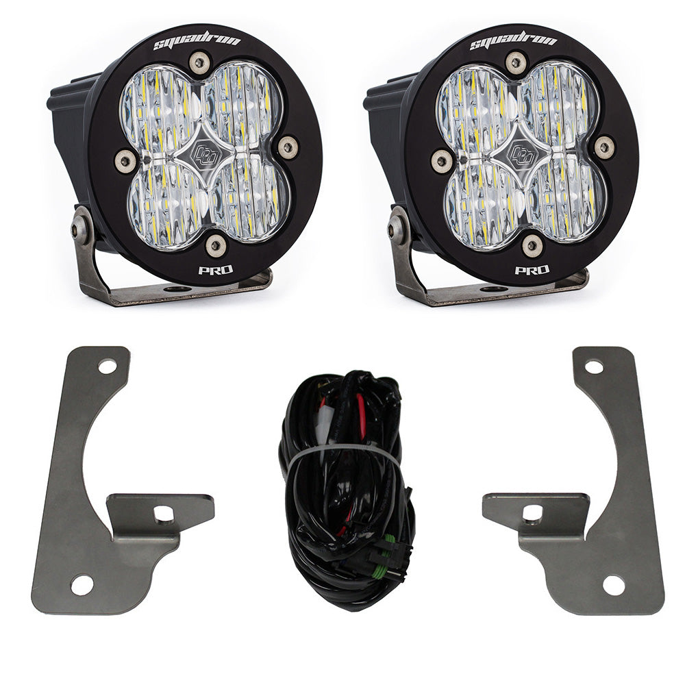 Baja Designs Squadron-R Pro Fog Pocket Kit - '10-18 Wrangler JK - w/ Premium OE Bumper (Wide Cornering - Clear)