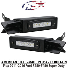 Race Sport 2011-2016 Ford F250-F450 Super Duty Hitch Bar Reverse 7in LED Flood Lighting Heavy Duty Bolt-On Street Series Kit and Single End Light Cap