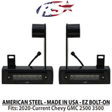 2020-Current Chevy GMC 2500 3500 Hitch Bar Reverse 7in LED Flood Lighting Heavy Duty Bolt-On Blacked Out Kit with Heated