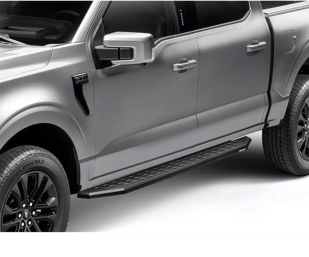 Go Rhino RB30 Running Boards with Brackets, Black — 2015-2019 Chevrolet Silverado / GMC Sierra 2500 HD / 3500 HD (69604280PC)
