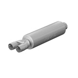 3in. ID inlet/dual 2.5in. ID outlet. 30in. Muffler. Mild Tone. AL