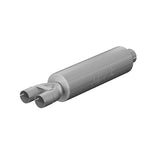3in. ID inlet/dual 2.5in. ID outlet. 30.5in. Muffler. Mild Tone. T409
