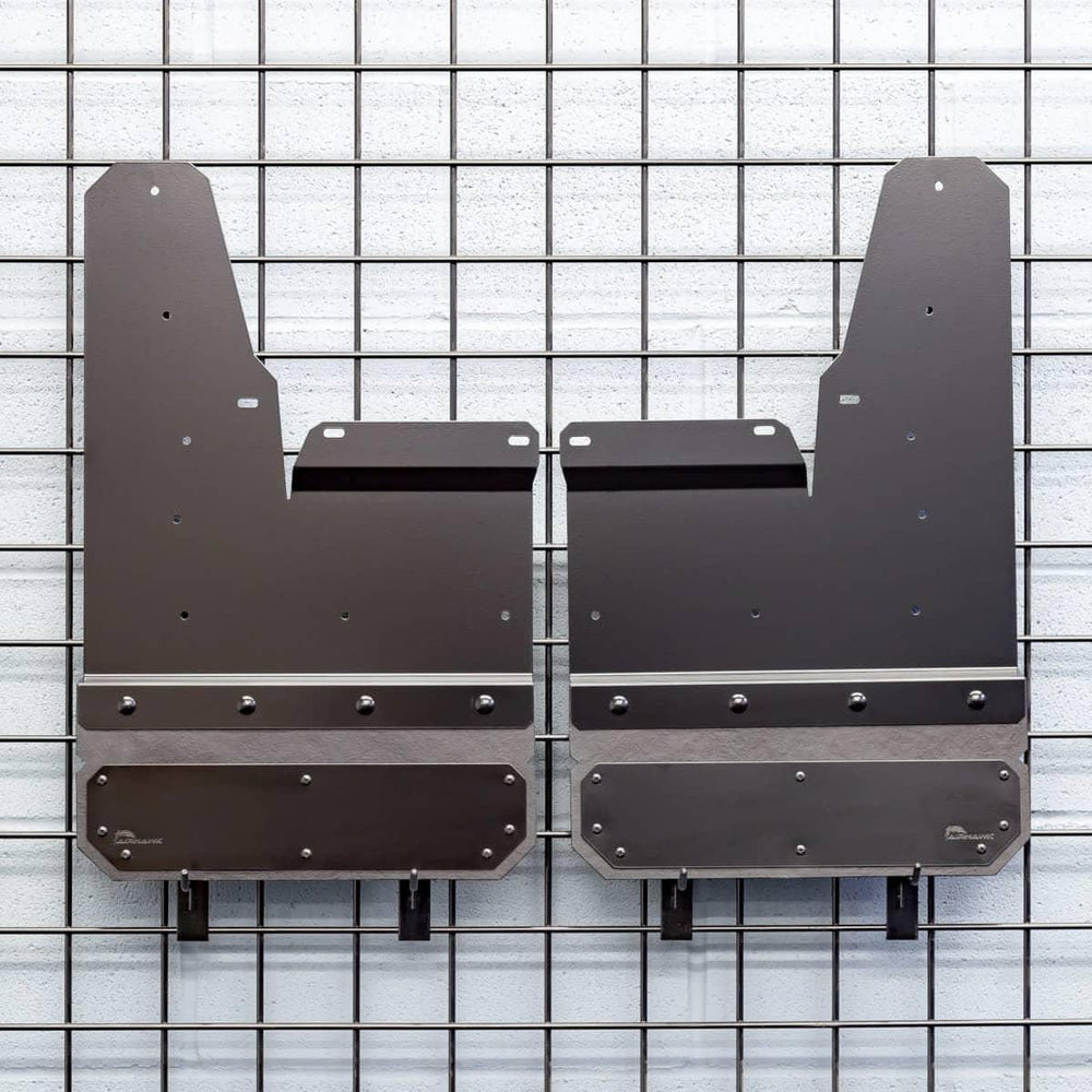 Air Hawk Carbon Black Custom Fit Front 14" Wide Mud Flaps | 20-26 Silverado HD with Large OEM Splashguard