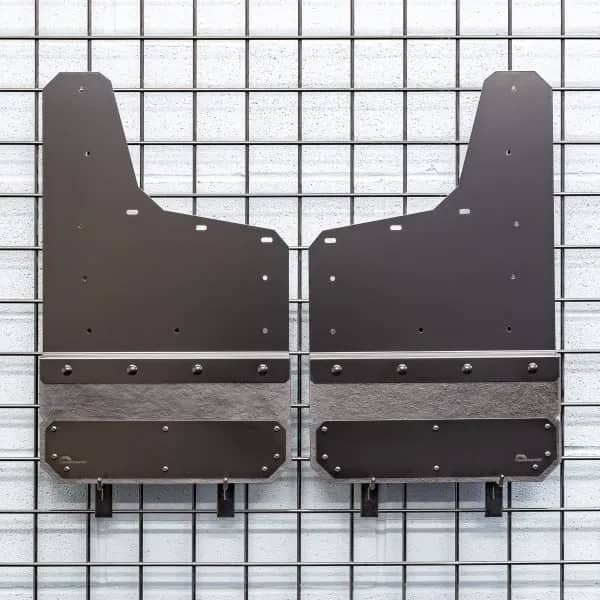 Air Hawk Carbon Black Custom Fit 14" Wide Rear Mud Flaps | 20-26 Silverado HD with Large OEM Splashguard