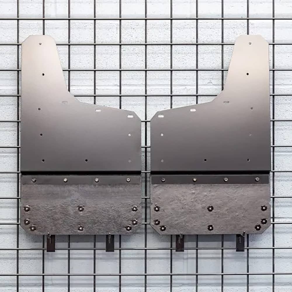 Air Hawk Stainless Custom Fit 14" Wide Rear Mud Flaps | 20-26 Silverado HD with Large OEM Splashguard