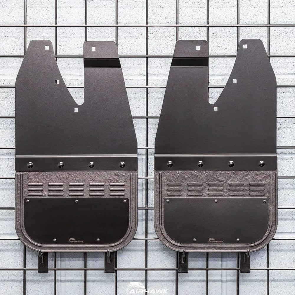 Air Hawk Carbon Black Custom Fit Rear Mud Flaps - 15-19 Sierra HD (HAW-2027MR-BPC)