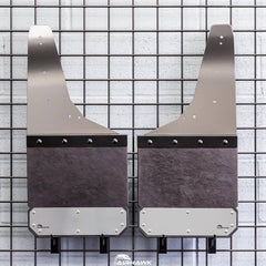 Air Hawk Carbon Black Custom Fit Front Mud Flaps with Stainless Bottom Plates - 17-26 Super Duty with Fender Flares