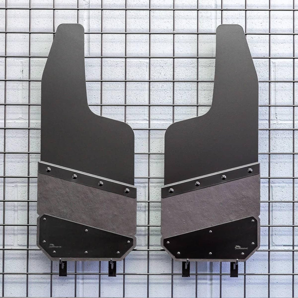 Air Hawk Angled Cut Rear 12" Mud Flaps with Carbon Black - Short Top