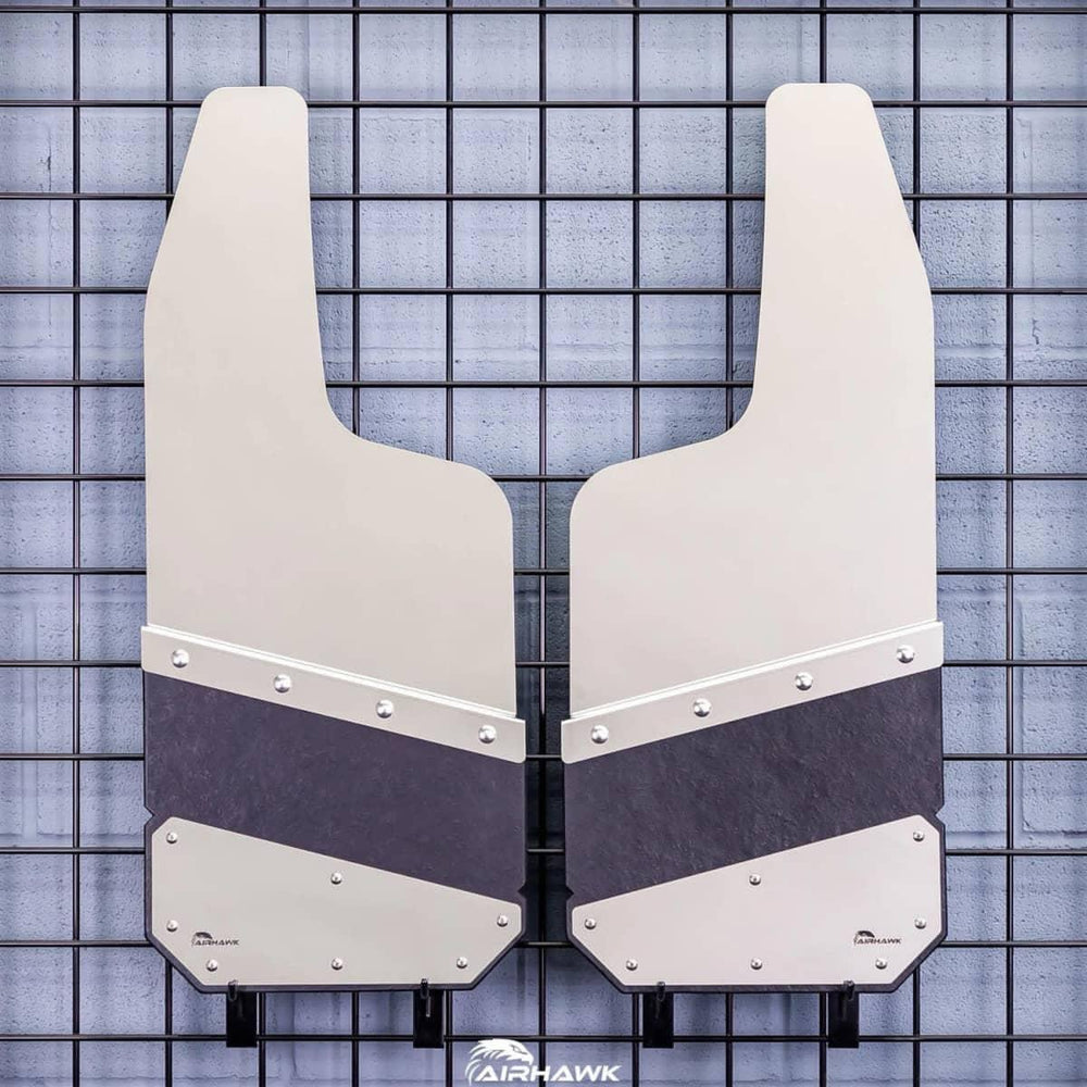 Air Hawk Angled Cut Rear 12" Mud Flaps with Stainless - Short Top