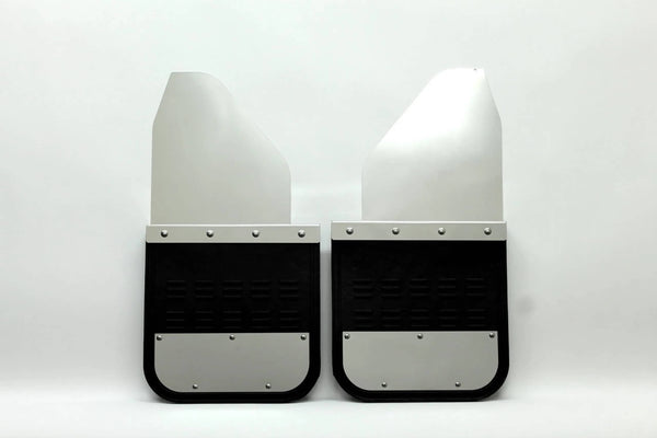 Air Hawk 14" Wide 14" Long with 2" Kickback Black Universal Mud Flaps with Stainless Plates