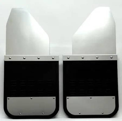 Air Hawk Garde-boue universels de 14 po de largeur et 16 po de longueur, Kickback de 2 po, avec plaques en inox - noir