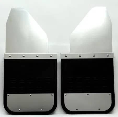 Air Hawk 14" Wide 16" Long 2" Kickback Black Universal Mud Flaps with Stainless Plates