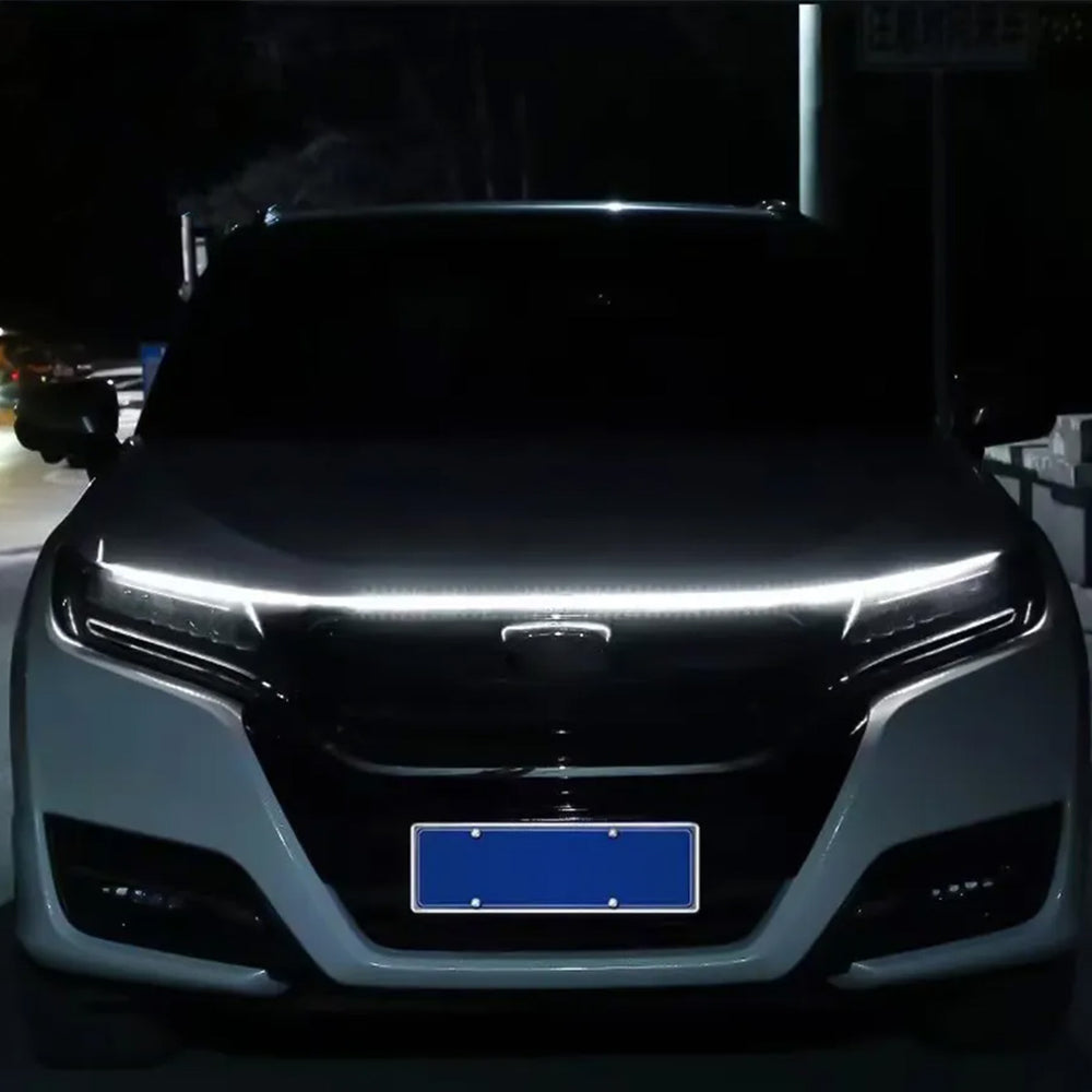 LED Knight Rider Scanning Hood Brow DRL Flex Cool White Kit for Cars and Jeeps Race Sport Lighting