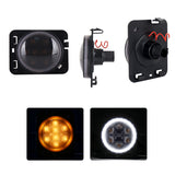 Side Fender Amber LED Light Kit with White HALO fits 06-17 JEEP Wrangler JK Race Sport Lighting