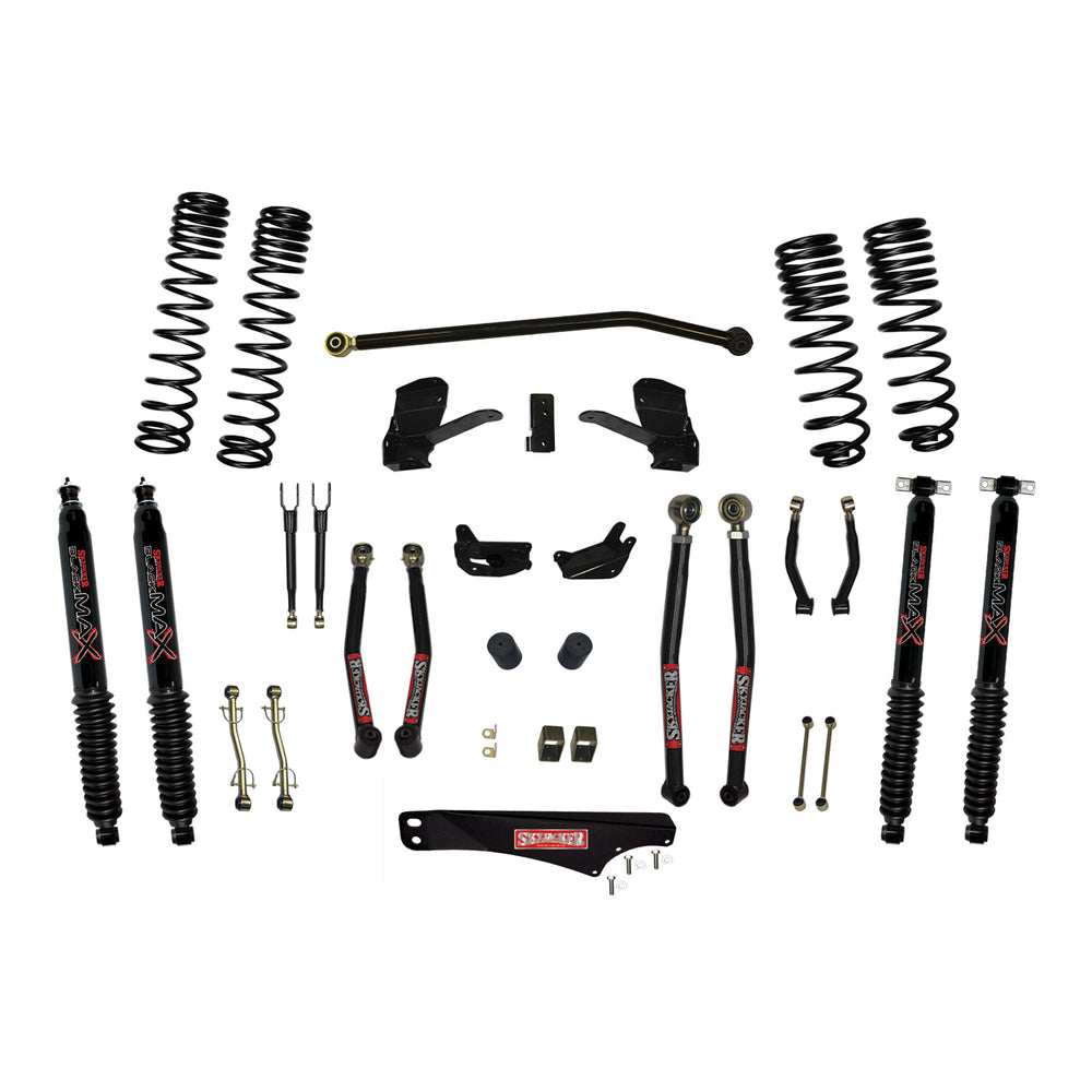 Skyjacker - 4 Inch Dual Rate Long Travel Long Arm Suspension Lift Kit/Black MAX Shocks - JK40LKLT-SX-B