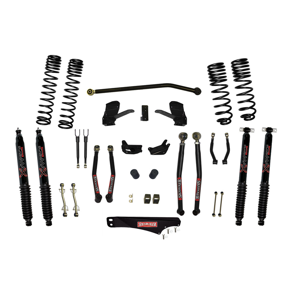 Skyjacker - 5 Inch Dual Rate Long Travel Long Arm Suspension Lift Kit/Black MAX Shocks - JK50LKLT-SX-B