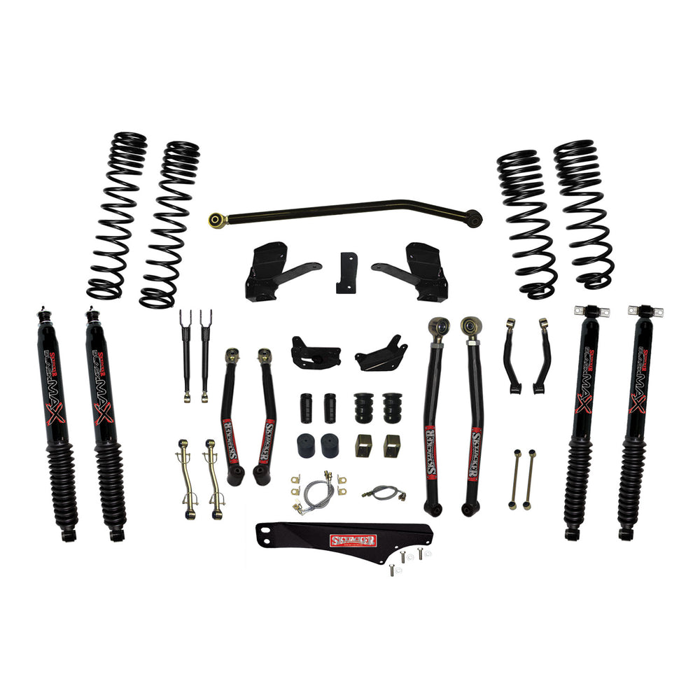 Skyjacker - 6 Inch Dual Rate Long Travel Long Arm Suspension Lift Kit/Black MAX Shocks - JK60LKLT-SX-B