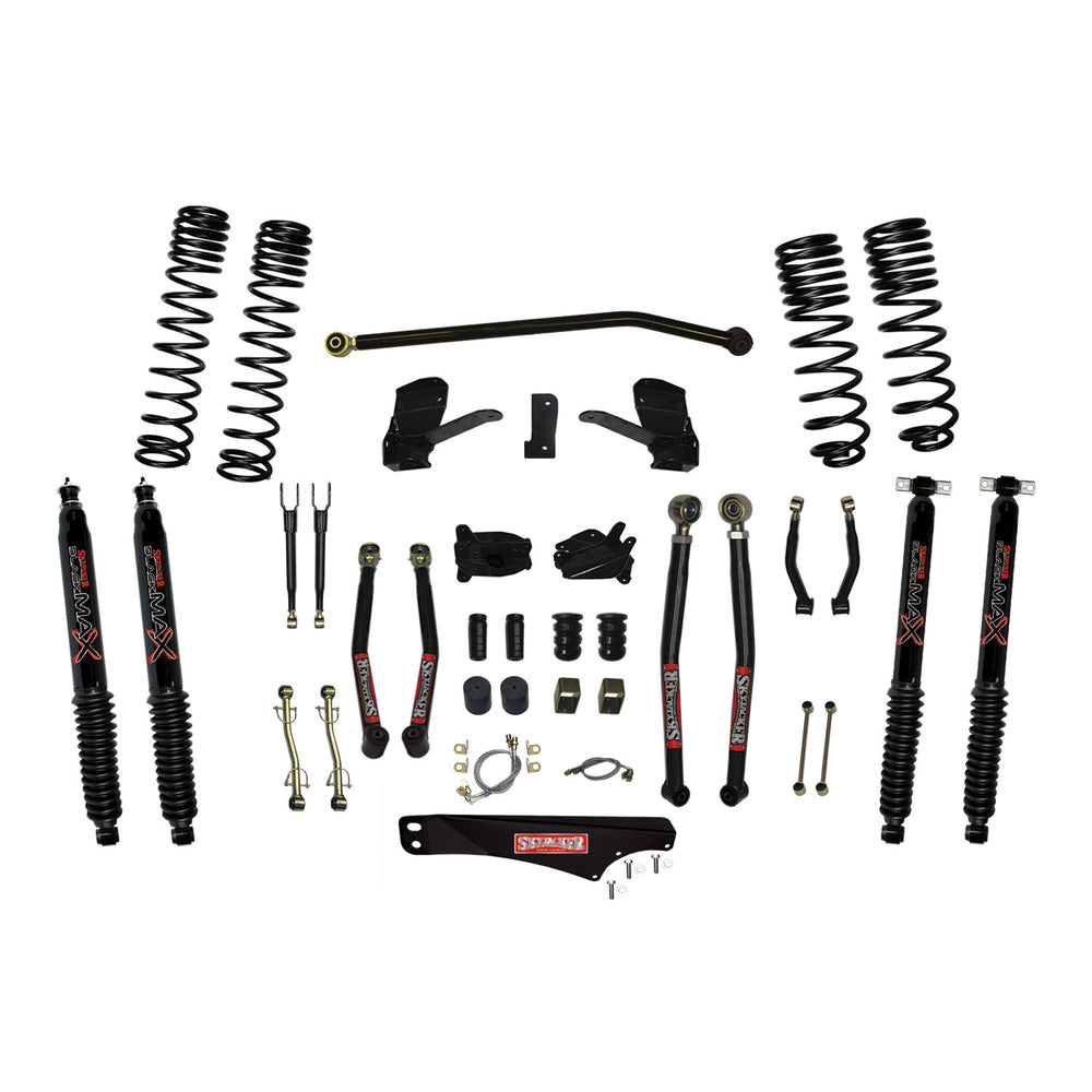 Skyjacker - 7 Inch Dual Rate Long Travel Long Arm Suspension Lift Kit/Black MAX Shocks - JK70LKLT-SX-B