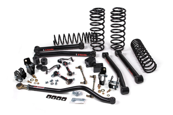 JKS Manufacturing Ensemble de rehaussement de suspension J-Konnect, 2.5 po, avec supports de rallonge d'amortisseur, ressorts hélicoïdaux à taux standard — 2018-2022 Jeep Wrangler JL 4 portes (JSPEC121KNS)