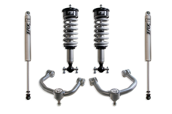 MaxTrac 2.5" Fox Coilover Leveling Kit — Brushed Silver — 2021-2025 Ford F-150 (K884120FC)