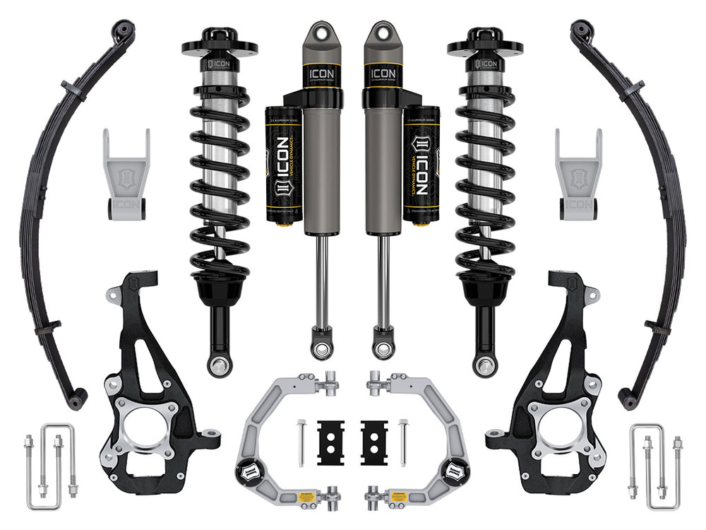 ICON 2021-2026 Ford F-150 4WD, 3.5-4.5" Lift, Stage 2 Suspension System, Billet, w/ Leaf Packs