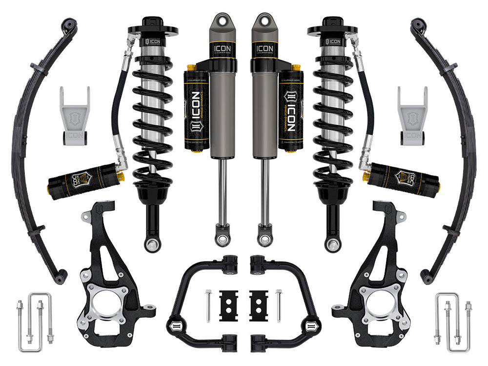 ICON 2021-2026 Ford F-150 4WD, 3.5-4.5" Lift, Stage 4 Suspension System, Tubular, CDCV, w/ Leaf Packs