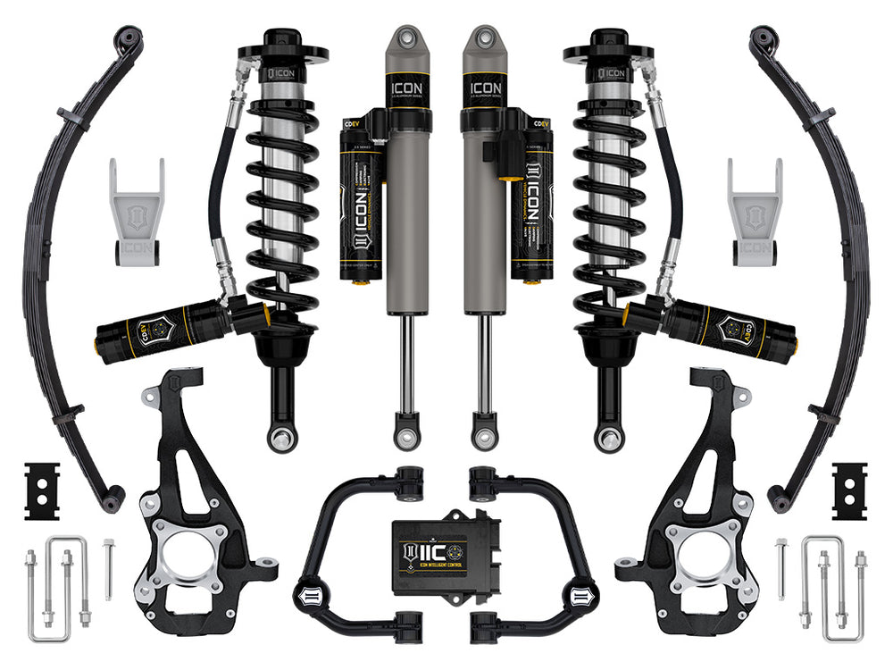 ICON 2021-2026 Ford F-150 4WD, 3.5-4.5" Lift, Stage 5 Suspension System, Tubular, w/ Leaf Packs
