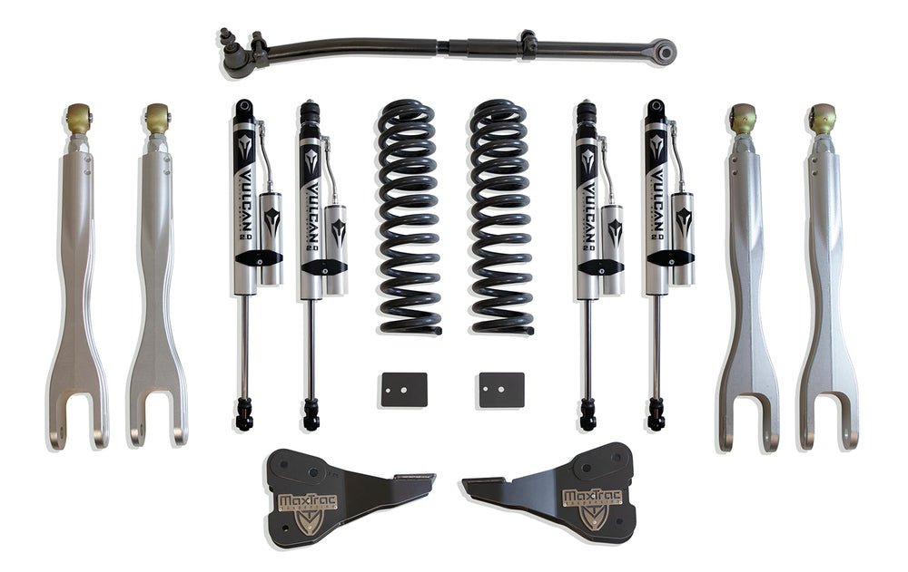 MaxTrac 2.5" Lift Kit with 4-Links (Vulcan Reservoir Shocks) — Grey Powdercoat — 2020-2022 Ford F-250 / F-350 Super Duty (K943325VRL)