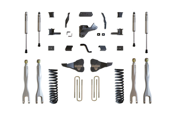 MaxTrac Ensemble de rehaussement 4 po avec 4 bras de liaison (amortisseurs FOX) — revêtement en poudre gris — 2020-2022 Ford F-250 / F-350 Super Duty (K943341FL)