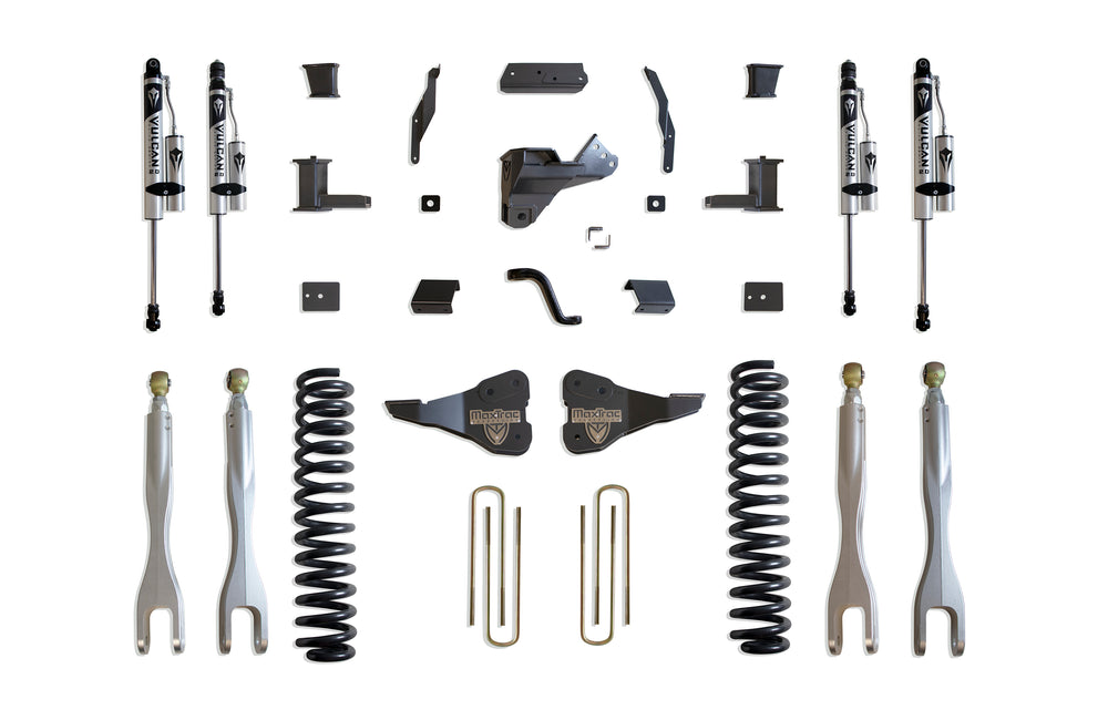 MaxTrac 8" Lift Kit with 4-Links (Vulcan Reservoir Shocks) — Grey Powdercoat — 2020-2022 Ford F-250 / F-350 Super Duty (K943385VRL)