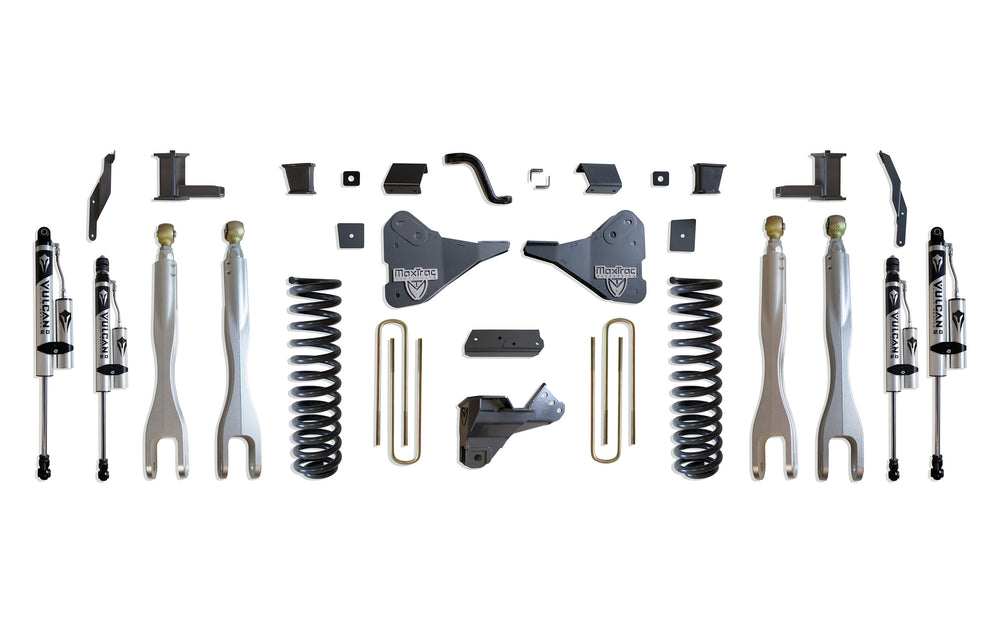 MaxTrac 6" Lift Kit with 4-Links (Vulcan Reservoir Shocks) — Grey Powdercoat — 2023-2025 Ford F-250 / F-350 Super Duty (K944362VRL)