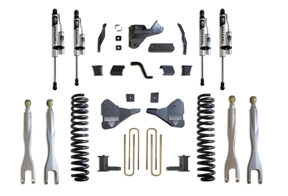 MaxTrac 8" Lift Kit with 4-Links (Vulcan Reservoir Shocks) — Grey Powdercoat — 2023-2025 Ford F-250 / F-350 Super Duty (K944385VRL)