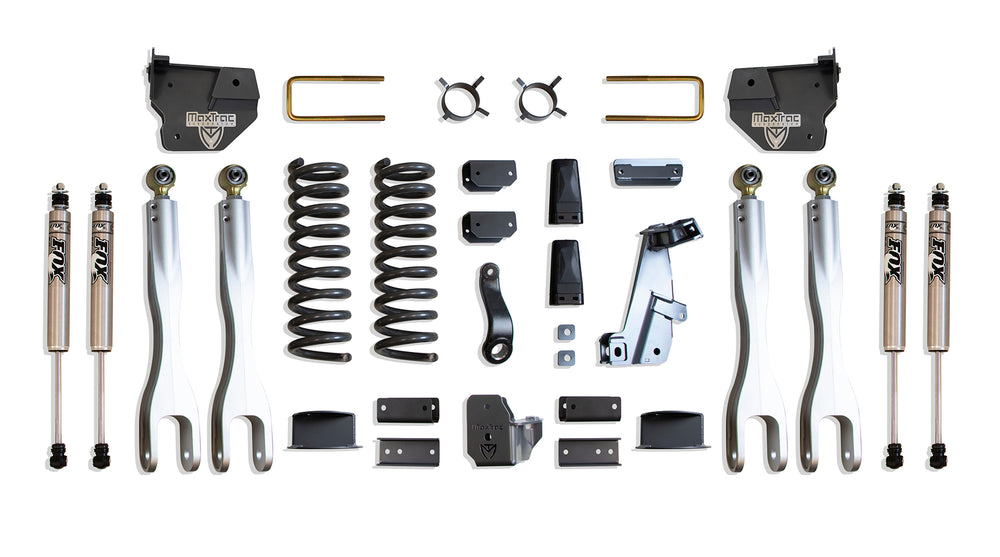 MaxTrac 6" Lift Kit W/ 4-LINKS (FOX SHOCKS) (FACTORY REAR AIR RIDE) — Grey Powdercoat — 2014-2018 Ram 2500 (K947263FLA)