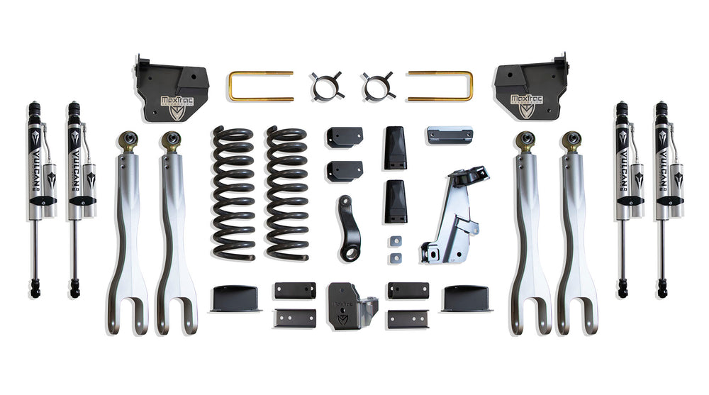 MaxTrac 6" Lift Kit with 4-Links (Vulcan Reservoir Shocks) (Factory Rear Air Ride) — Grey Powdercoat — 2014-2018 Ram 2500 (K947263VRLA)