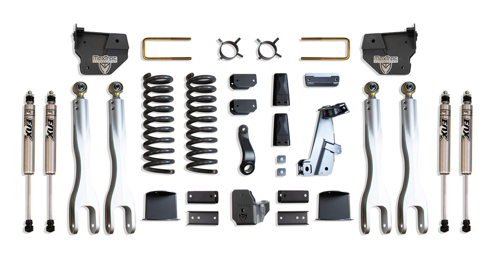 MaxTrac 8" Lift Kit W/ 4-LINKS (FOX SHOCKS) (FACTORY REAR AIR RIDE) — Grey Powdercoat — 2014-2018 Ram 2500 (K947285FLA)