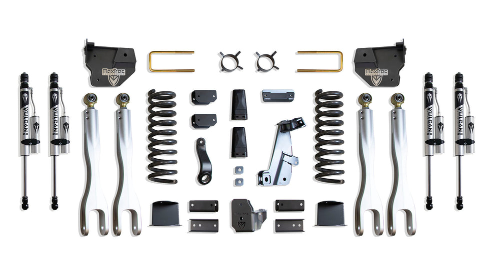 MaxTrac 8" Lift Kit with 4-Links (Vulcan Reservoir Shocks) (Factory Rear Air Ride) — Grey Powdercoat — 2014-2018 Ram 2500 (K947285VRLA)