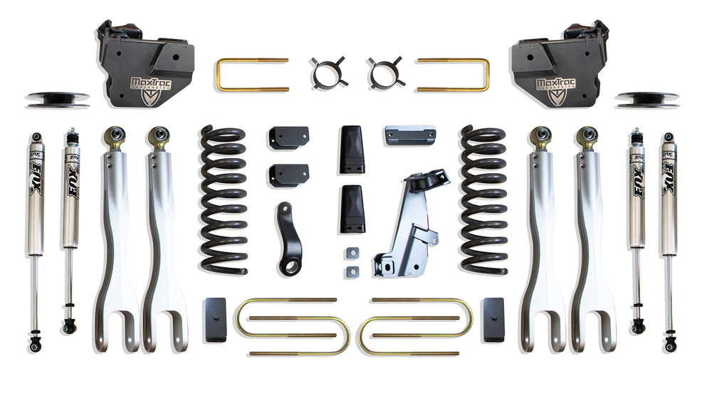 MaxTrac 4" Lift Kit W/ 4-LINKS (FOX SHOCKS) (FACTORY REAR AIR RIDE) — Grey Powdercoat — 2013-2018 Ram 3500 (K947341FLA)