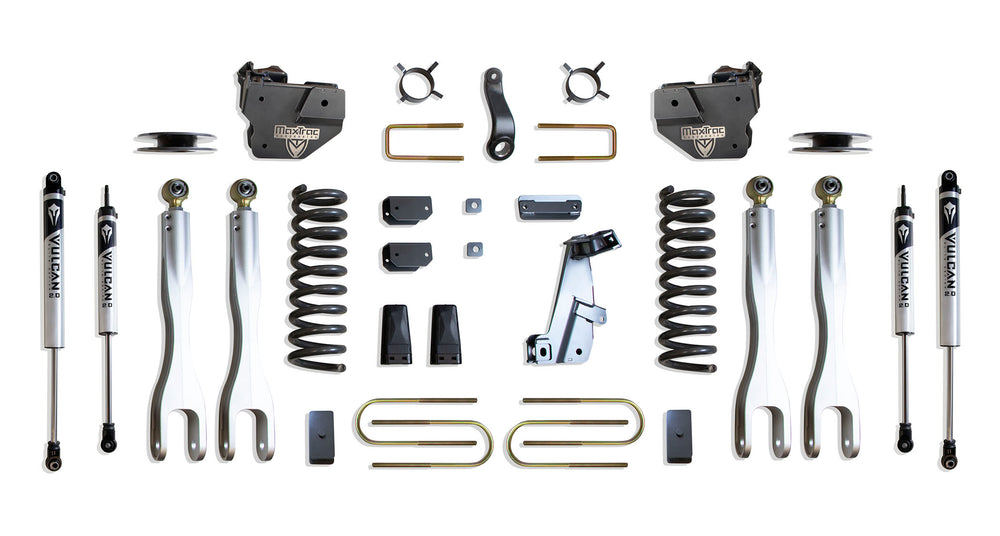 MaxTrac 4" Lift Kit with 4-Links (Vulcan Shocks) (Factory Rear Air Ride) — Grey Powdercoat — 2013-2018 Ram 3500 (K947341VLA)