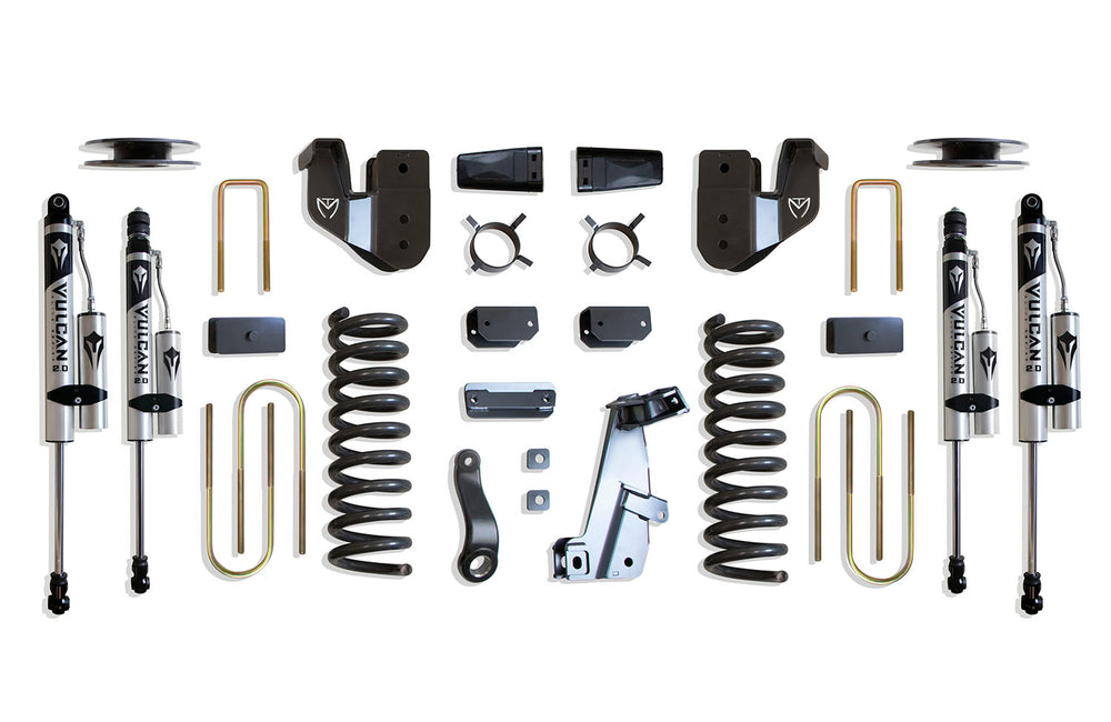 MaxTrac 4" Lift Kit (Vulcan Reservoir Shocks) (Factory Rear Air Ride) — Grey Powdercoat — 2013-2018 Ram 3500 (K947341VRA)