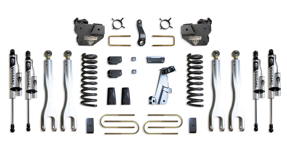 MaxTrac 4" Lift Kit with 4-Links (Vulcan Reservoir Shocks) — Grey Powdercoat — 2013-2018 Ram 3500 (K947341VRL)