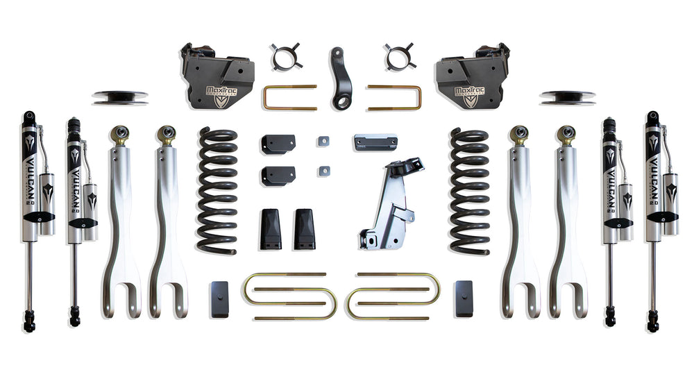 MaxTrac 4" Lift Kit with 4-Links (Vulcan Reservoir Shocks) (Factory Rear Air Ride) — Grey Powdercoat — 2013-2018 Ram 3500 (K947341VRLA)