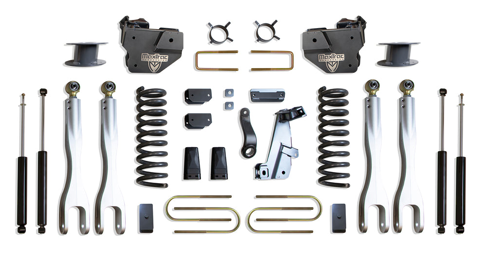 MaxTrac 6" Lift Kit with 4-Links (Max Trac Shocks) (Factory Rear Air Ride) — Grey Powdercoat — 2013-2018 Ram 3500 (K947363LA)
