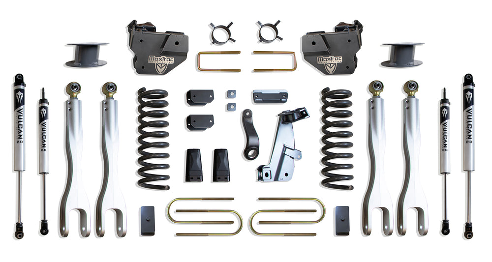 MaxTrac 6" Lift Kit with 4-Links (Vulcan Shocks) (Factory Rear Air Ride) — Grey Powdercoat — 2013-2018 Ram 3500 (K947363VLA)
