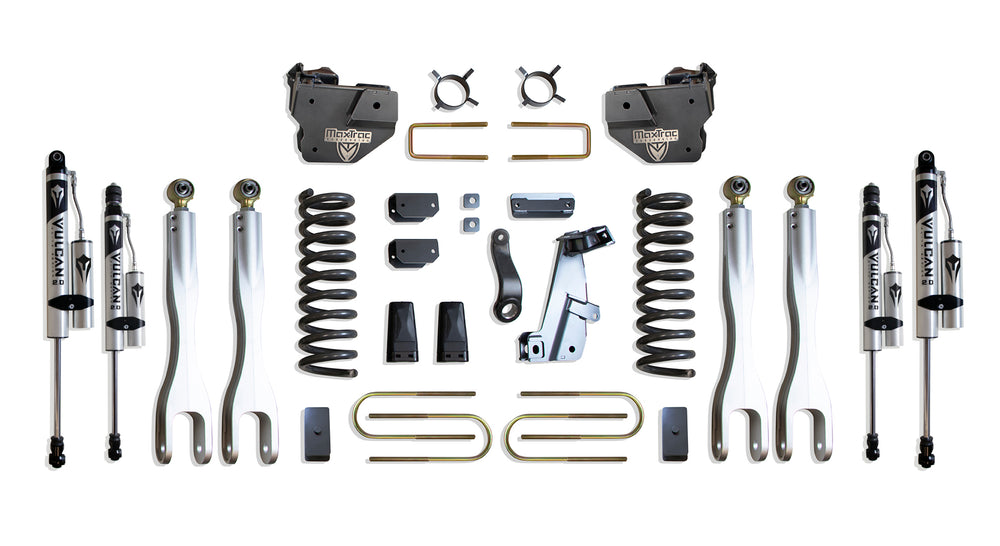 MaxTrac 6" Lift Kit with 4-Links (Vulcan Reservoir Shocks) — Grey Powdercoat — 2013-2018 Ram 3500 (K947363VRL)