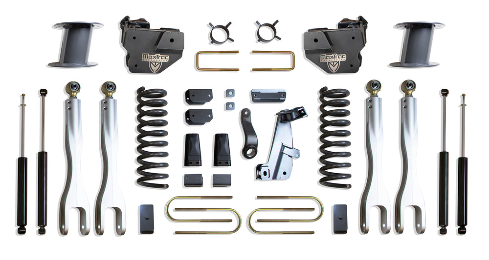 MaxTrac 8" Lift Kit with 4-Links (Max Trac Shocks) (Factory Rear Air Ride) — Grey Powdercoat — 2013-2018 Ram 3500 (K947385LA)
