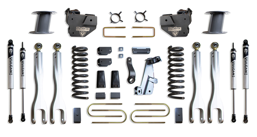 MaxTrac 8" Lift Kit with 4-Links (Vulcan Shocks) (Factory Rear Air Ride) — Grey Powdercoat — 2013-2018 Ram 3500 (K947385VLA)