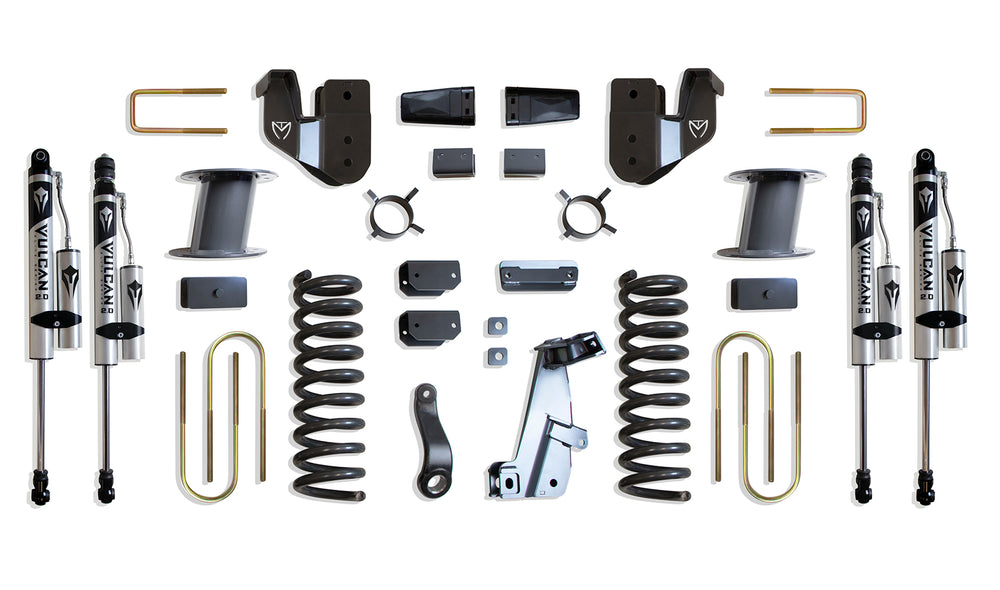 MaxTrac 8" Lift Kit (Vulcan Reservoir Shocks) (Factory Rear Air Ride) — Grey Powdercoat — 2013-2018 Ram 3500 (K947385VRA)
