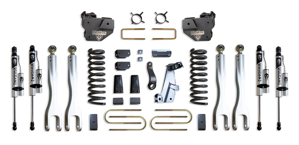 MaxTrac 8" Lift Kit with 4-Links (Vulcan Reservoir Shocks) — Grey Powdercoat — 2013-2018 Ram 3500 (K947385VRL)
